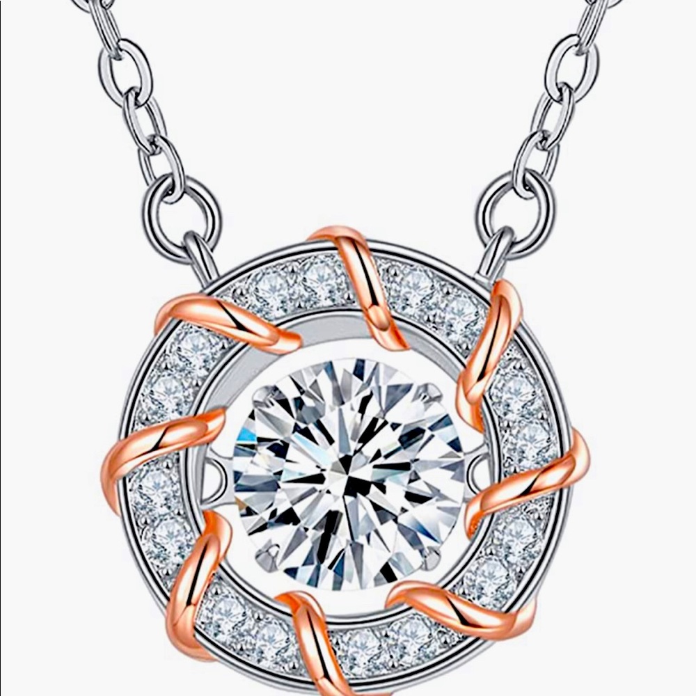 Mesmerizing dancing diamond necklace! Make heads turn w/ this deisgner necklace - Picture 1 of 8